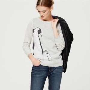 LOFT Outlet Penguin Print Sweater Size M Petite